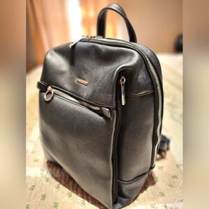 David Jones Paris Mini Backpack Black faux Leather. Preloved.